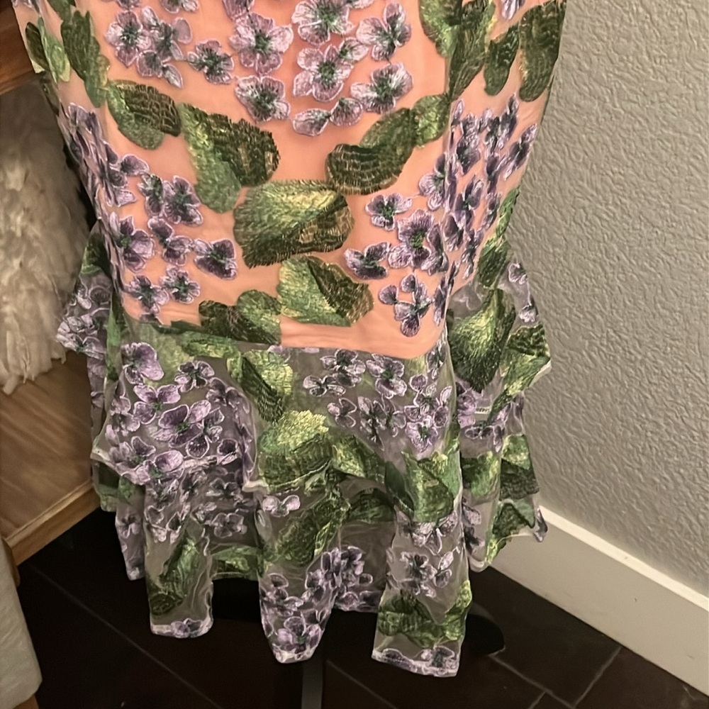 Anthropologie VONE Kirana Floral Embroidered Floral Lace Dress Size 12 - Picture 4 of 9
